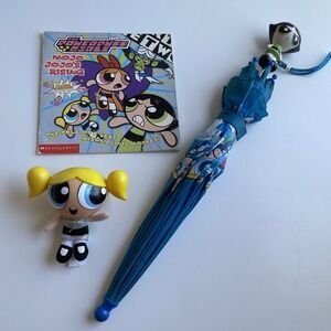 The Powerpuff Girls Lot Cartoon Network -‎ Bubbles Talking Plush, Book, Umbrella